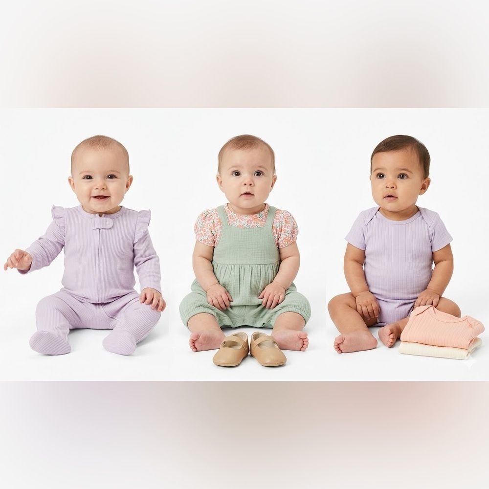 Adorable Baby Outfit Set in Pastel Colors Bundle - Picture 2 of 11